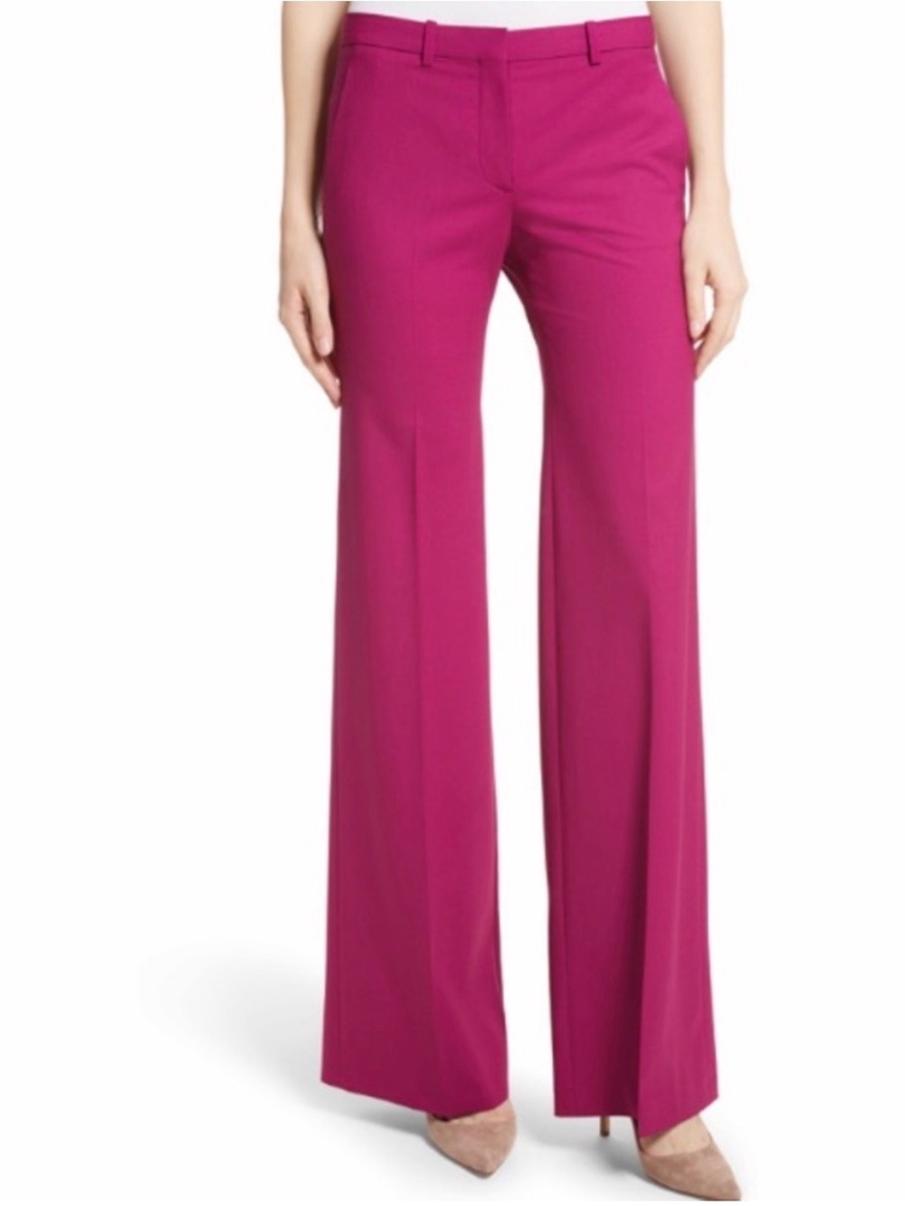 Theory Demetria 2 Virgin Wool Trouser Pants Dark Pink- Electric Pink- Size 8